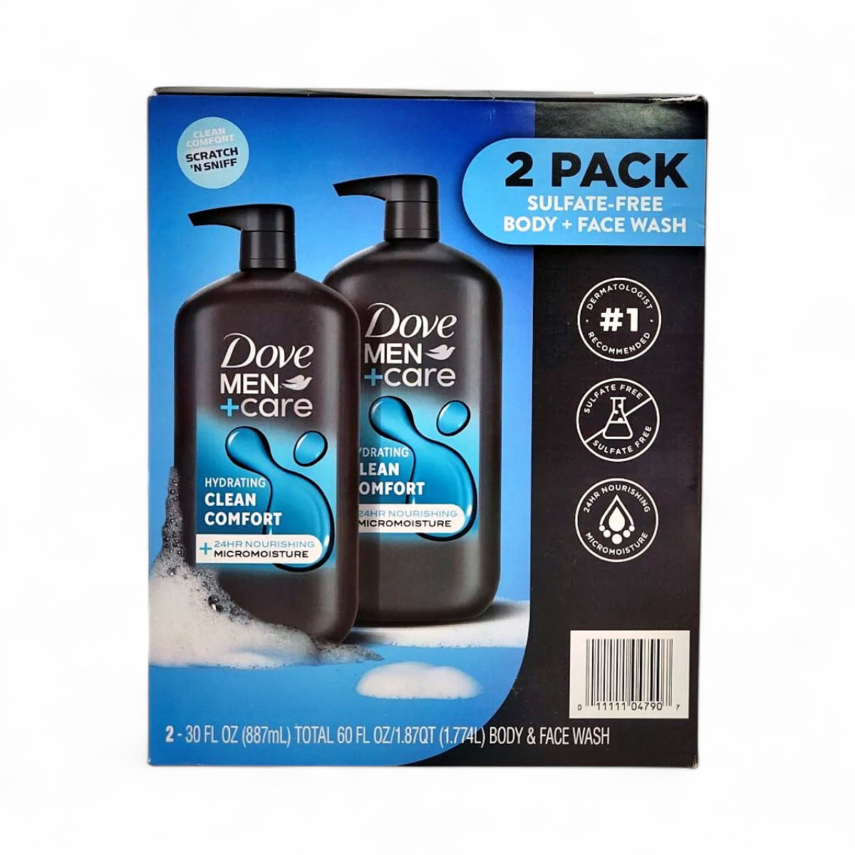 Dove Men+Care Body & Face Wash, Clean Comfort, 30 fl oz - 2 Pack