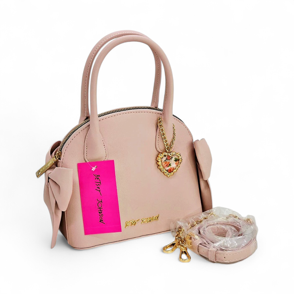 Betsey Johnson XOHolly Dome Satchel Handbag, Pink Blush BJ102500