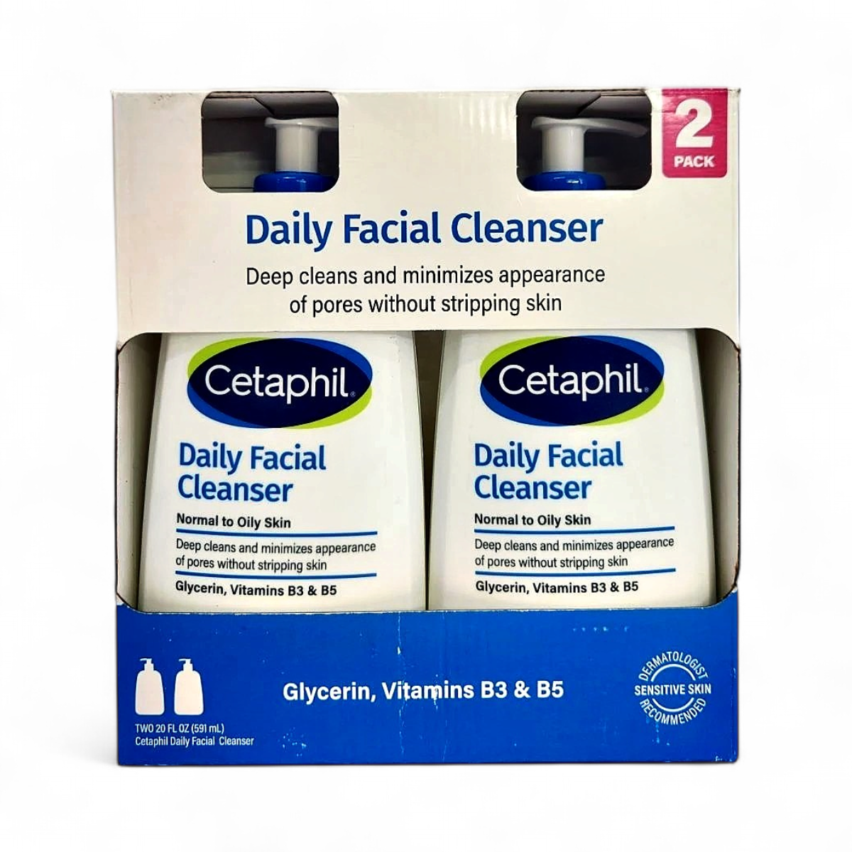Cetaphil Daily Facial Cleanser for Sensitive Skin 20 fl oz, 2-Pack