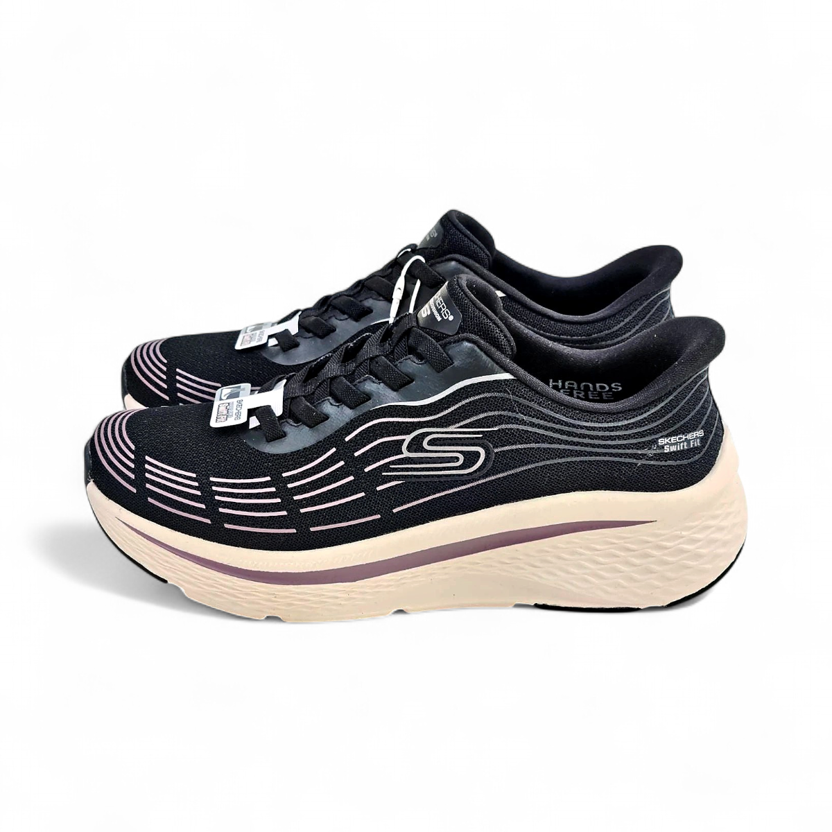 sun^⁠_⁠^ Skechers Women's Swift Fit Sneaker Shoes (Size 8) Black/Purple