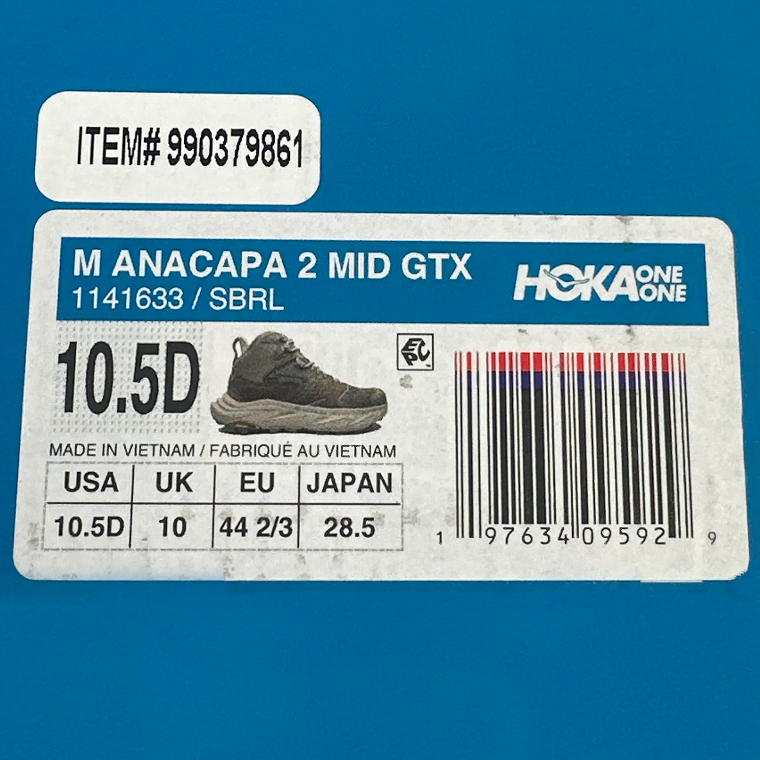 【Ayaka】 HOKA Anacapa 2 Mid GORE-TEX Men's Size 10.5D Sneaker - Slate