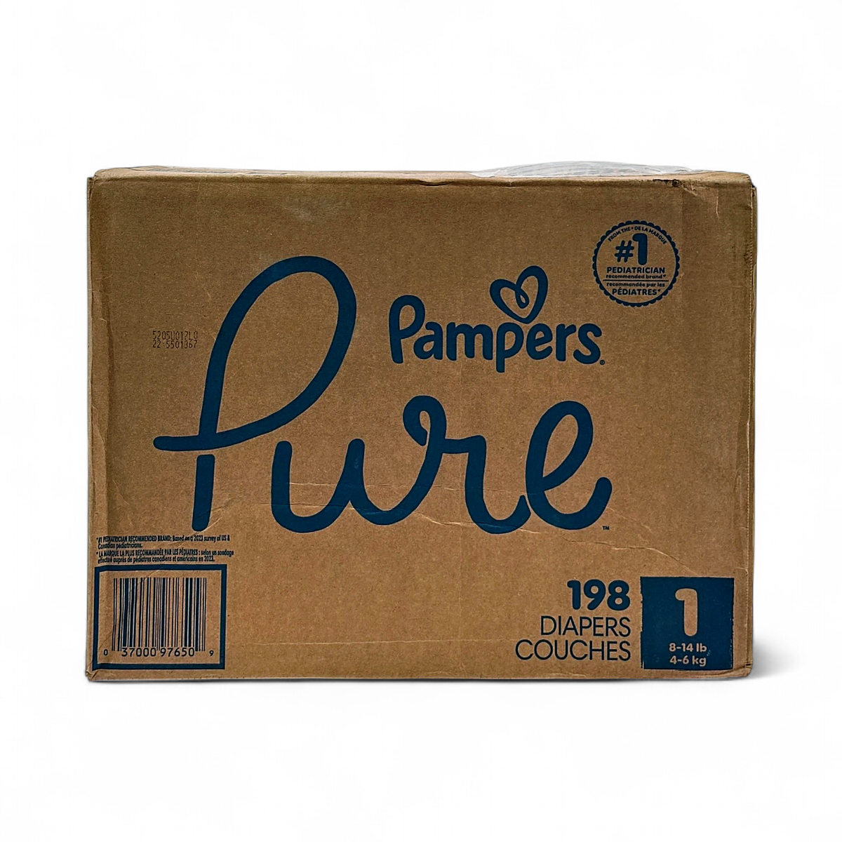 Pampers Pure Baby Diapers 198-Count - Size 1 (8-14 lb) 37000976509