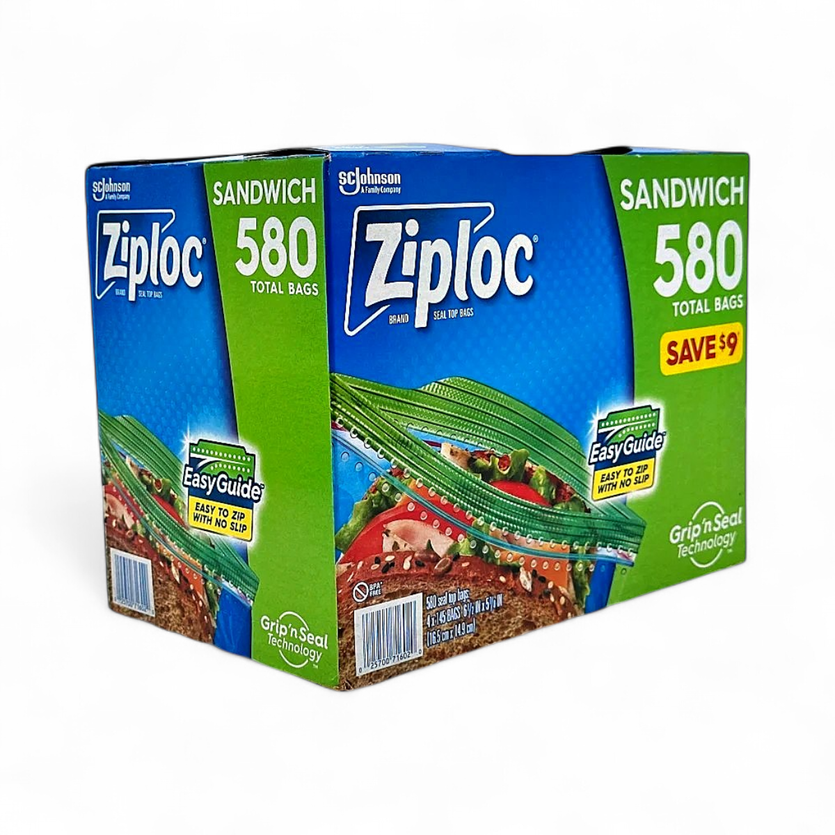Ziploc Seal Top Sandwich Bags with Easy Guide - 580 Total Bags